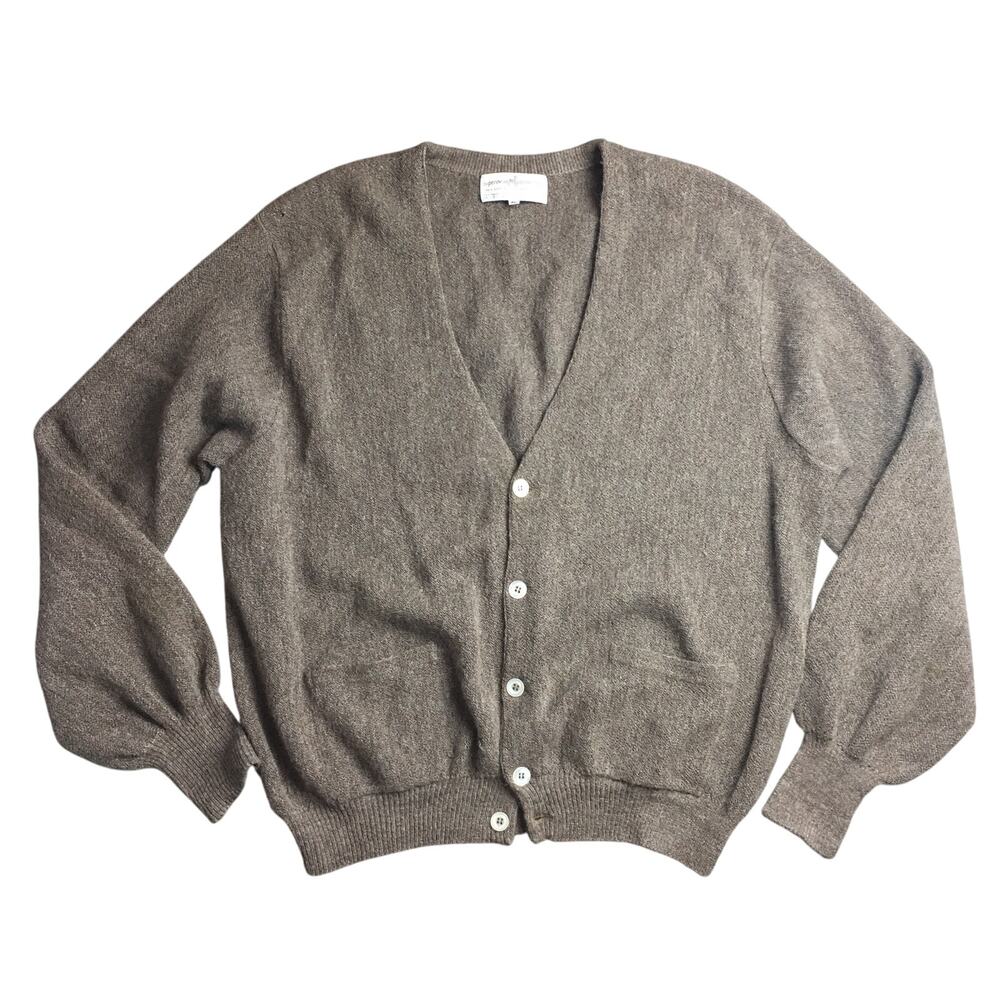 Peruvian Connection V-Neck 100% alpaca wool Brown Limestone Cardigan Size XL